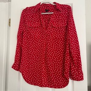 Ann Taylor Red Polka Dot Blouse